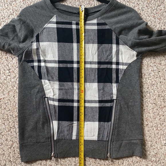 Plaid Zipper Long Sleeve Top By Rue21 Size Xsmall - Picture 9 of 13